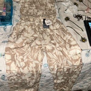 Monteau Women's Cream Floral Jumpsuit